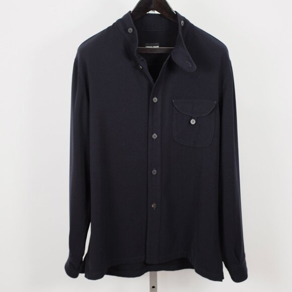 Giorgio Armani Black Label shirt 50 US 40 high neck navy $1900 - Picture 6 of 10